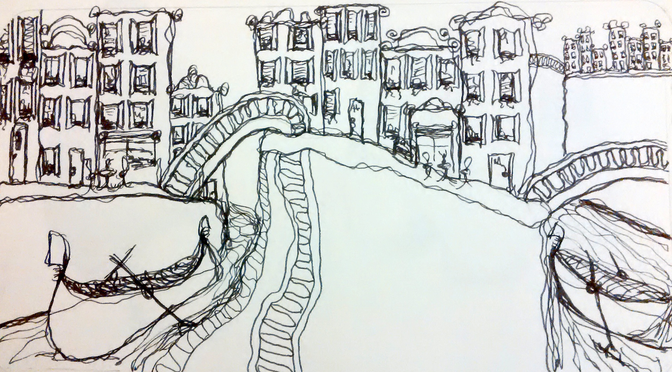 A trip to Venice. Through a doodle. Minus the wine